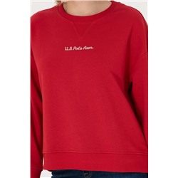 Kadın Kırmızı Bisiklet Yaka Sweatshirt