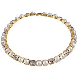 Колье Теннис (кристаллы SW белые 8мм, Майорка; покрытие золото) 37-40см, Есть комплект