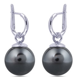 Серьги (Майорка 14мм темно-серая; покрытие родий), Есть комплект