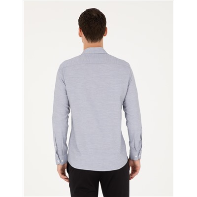 Lacivert Slim Fit Uzun Kollu Gömlek