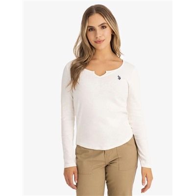NOTCH NECK LONG SLEEVE T-SHIRT