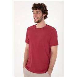 Erkek Regular Fit Bisiklet Yaka Vişne Tişört