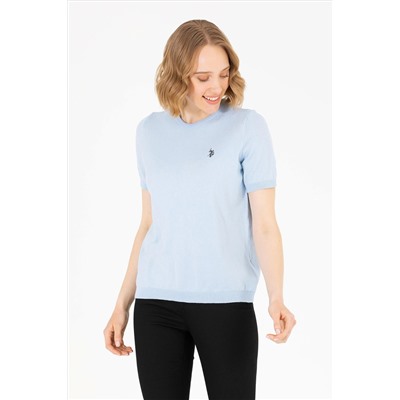 Kadın Açık Mavi Bisiklet Yaka Kazak