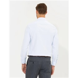 Açık Mavi Slim Fit Armürlü Klasik Gömlek