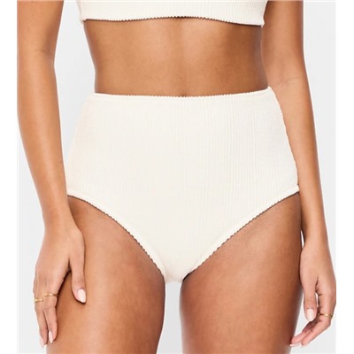 High-Waisted Ribbed Bikini Swim Bottoms