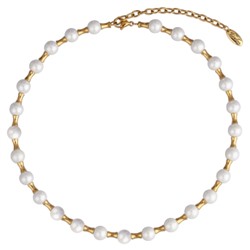 Колье Акварель (Майорка 8мм белая; покрытие золото) 40-47см, Есть комплект