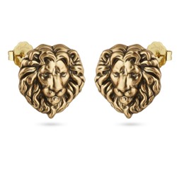 Серьги Король лев (покрытие античное золото), Есть комплект