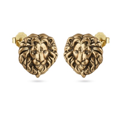 Серьги Король лев (покрытие античное золото), Есть комплект