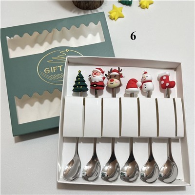 Набор новогодних вилок и ложек  6 шт