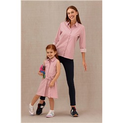 Kız Çocuk Pembe Kolsuz Dokuma Elbise