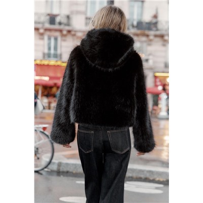 ABRIGO CORTO CAPUCHA EFECTO PELO