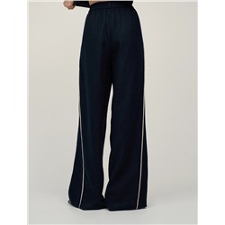 Синие брюки изо льна с кантами