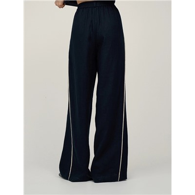 Синие брюки изо льна с кантами