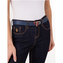 LADIES 30MM ENAMEL REVERSIBLE DOUBLE P BELT