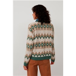 Cárdigan Beige jaspeado y verde