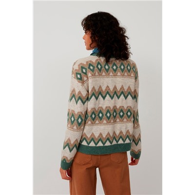 Cárdigan Beige jaspeado y verde