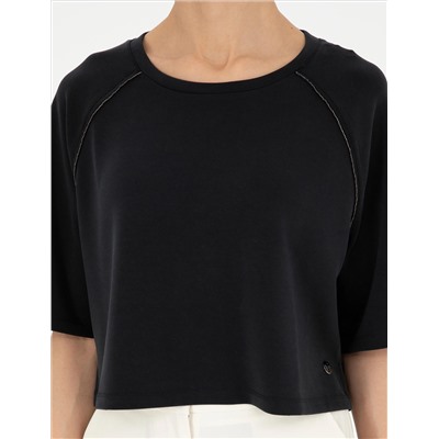 Siyah Comfort Fit Sweatshirt