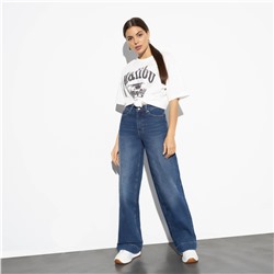 Джинсы палаццо с оригинальной нашивкой, Milan (mid blue)