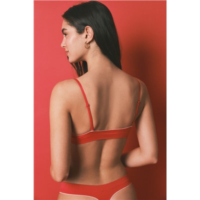 Sujetador triangular Seamless canalé rojo