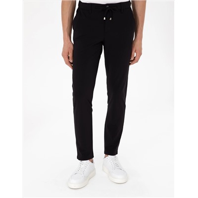 Siyah Slim Fit Esnek Jogger Kanvas Pantolon
