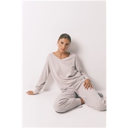 Pijama largo canalé perchado gris