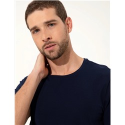 Lacivert Slim Fit Bisiklet Yaka Basic Tişört