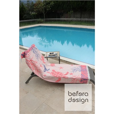 Befera Design Müslin Peştamal 4 Kat %100 Pamuklu Mercan Desenli 85x170 Cm Peştemal Banyo Plaj
