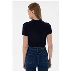 Kadın Lacivert Basic Polo Yaka Tişört