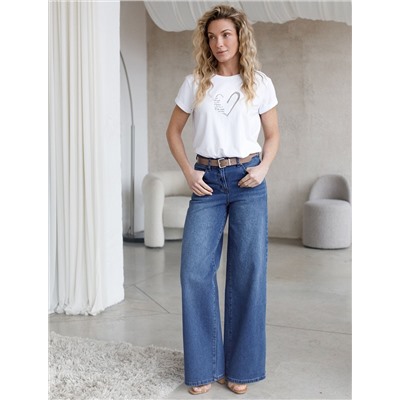 Джинсы трубы из эластичного денима