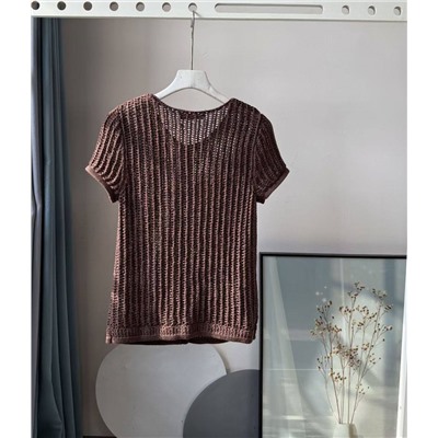 Женский кардиган фактурной вязки с коротким рукавом  МАНГ*О