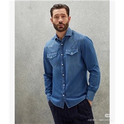 Мужская джинсовая рубашка с эффектом состаривания   Brunell*o Cucinell*i
