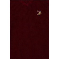 Erkek Çocuk Bordo Basic V - Yaka Kazak