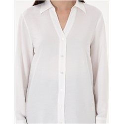 Beyaz Comfort Fit Uzun Kollu Gömlek