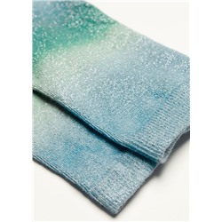 Kurze Glitzersocken mit Farbverlaufs-Print