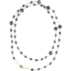 Колье (жемчуг бензиновый 6-10мм; покрытие золото) 95см, Есть комплект