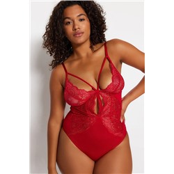 Trendyol Curve KırmızıDantel Detaylı Bodysuit TBBSS23CS00000