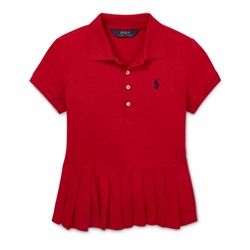 GIRLS 7-16 Pleated-Hem Stretch Mesh Polo