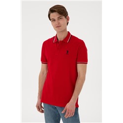 Erkek Regular Fit Polo Yaka Kırmızı Basic Tişört