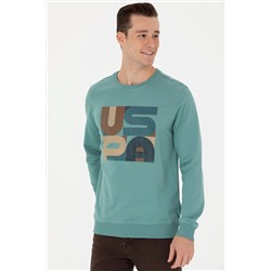 Erkek Mint Bisiklet Yaka Sweatshirt