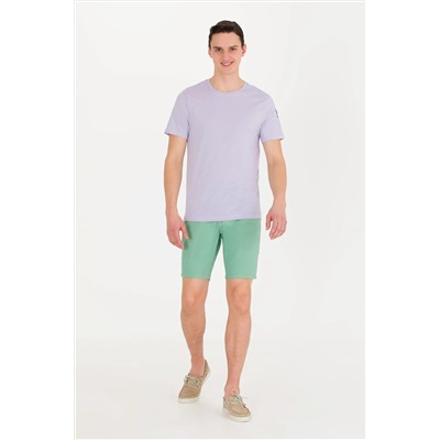 Erkek Lila Basic Bisiklet Yaka Tişört