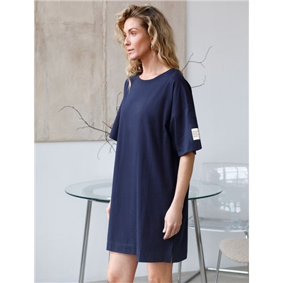 Свободное платье-футболка с разрезами и принтом из 100% хлопка