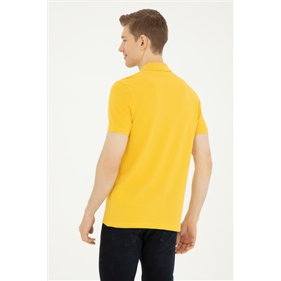 Erkek Slim Fit Polo Yaka Safran Basic Tişört