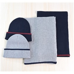 Мужской зимний теплый вязаный комплект из двух предметов: шапка и шарф из смеси хлопка и шерсти GAN*T