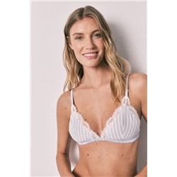 Sujetador triangular algodón estampado rayas NATURAL