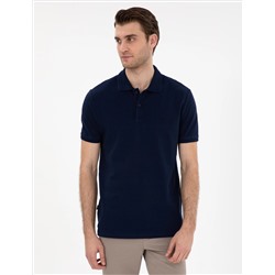 Lacivert Slim Fit %100 Pamuk Polo Yaka Basic Tişört
