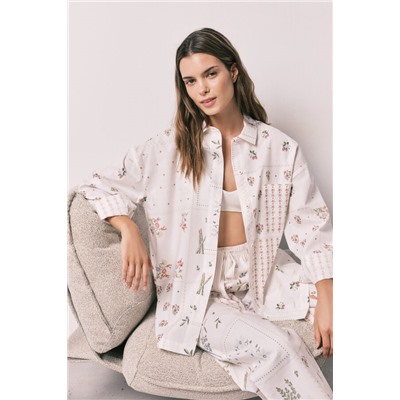 Camisa manga larga popelín estampado floral