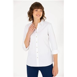 Kadın Beyaz Uzun Kollu Basic Gömlek