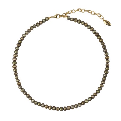 Колье (жемчуг оливковый 5мм; покрытие золото) 38-45см