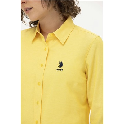 Kadın Sarı Uzun Kollu Basic Gömlek