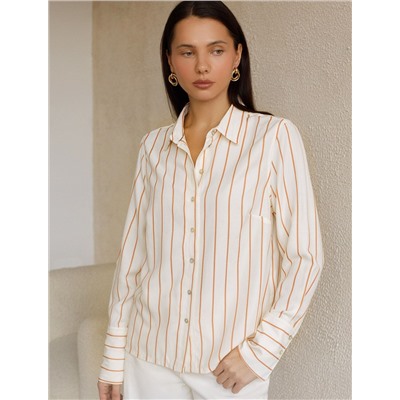 Блузка свободного силуэта в тонкую полоску из эластичного хлопка